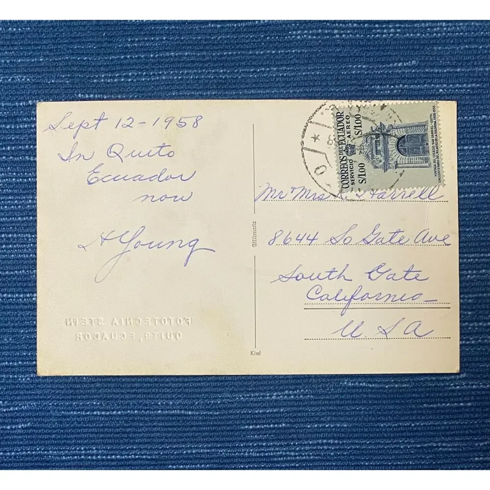 Vintage Quito City Cayambe Mountain Ecuador Postcard Posted 1958 39B